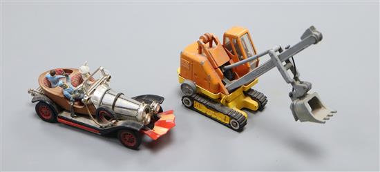 A Corgi Chitty Chitty Bang Bang bank and a Corgi Priestman digger